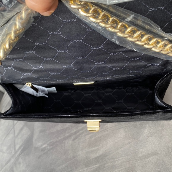 **NWT **ALDO Black Velvet Gold Hardware Evening Shoulder Crossbody Bag - Picture 7 of 8